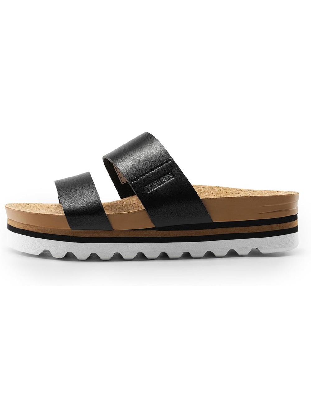 Reef Women’s Black Dual-Strap Cork Slide Sandals with White Outsole,cushion soul - Picture 9 of 11